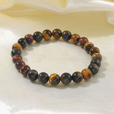 Natural Tiger Eye Bead Stretch Bracelets&nbsp;BJEW-K212-B-005-1