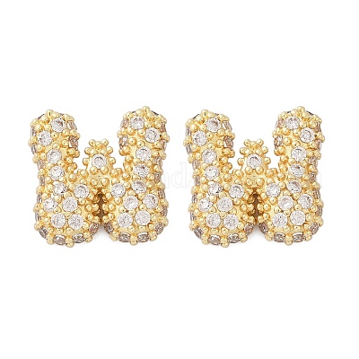 Brass Micro Pave Cubic Zirconia Stud Earrings&nbsp;EJEW-Z091-04G-W-1