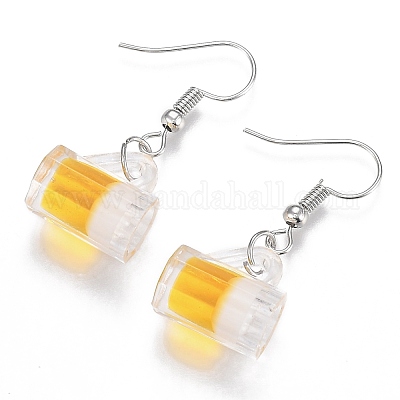 Resin Draft Beer Dangle Earring&nbsp;EJEW-N0030-01B-P-1