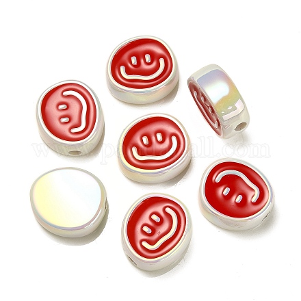 UV Plating Rainbow Iridescent Acrylic Enamel Beads OACR-G012-13B-1