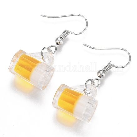 Resin Draft Beer Dangle Earring EJEW-N0030-01B-P-1