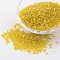 Round Transparent Colors Rainbow Glass Seed Beads, Yellow, 12/0, 2mm, Hole: 1mm, about 3306pcs/50g