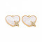 Shell Pendants, with Cubic Zirconia, Nickel Free, Heart, Real 18K Gold Plated, 11x13.5x2mm, Hole: 0.9mm
