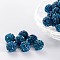 Pave Disco Ball Beads, Polymer Clay Rhinestone Beads, Grade A, Round, Blue Zircon, Rhinestone: PP13(1.9~2mm), 6 Rows Rhinestone, 10mm, Hole: 1.5mm