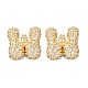 Brass Micro Pave Cubic Zirconia Stud Earrings&nbsp;EJEW-Z091-04G-W-2