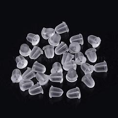 Plastic Ear Nuts, Earring Backs, Clear, 4x4mm, Hole: 0.5mm