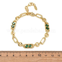 Ring & Paperclip Brass Micro Pave Cubic Zirconia Link Chain Bracelets for Women&nbsp;BJEW-D458-03G-05