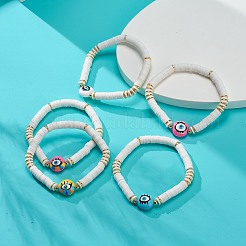 Handmade Polymer Clay Disc Surfer Stretch Bracelet&nbsp;BJEW-JB08825