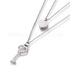 304 Stainless Steel Double Layer Necklaces&nbsp;NJEW-I240-03