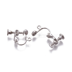 Rack Plated Brass Screw Clip-on Earring Findings&nbsp;X-KK-P169-04P