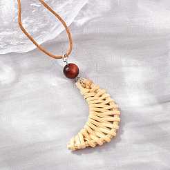 Boho Woven Rattan Pendant Long Necklaces&nbsp;WD-CBA76F6-01C