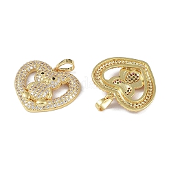 Brass Micro Pave Cubic Zirconia Pendants&nbsp;KK-P266-14G