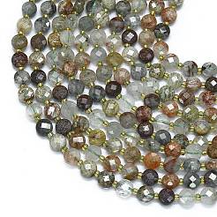 Natural Green Lodolite Quartz/Garden Quartz Beads Strands&nbsp;G-K389-B44-01