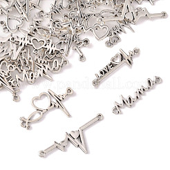80Pcs 8 Styles Alloy Heartbeat Links Connectors Charms&nbsp;FIND-FS0004-72