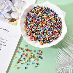8/0 Opaque Colors Rainbow Plated Round Glass Seed Beads&nbsp;SEED-YW0001-13