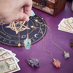 6Pcs 3 Styles 304 Stainless Steel Chain Macrame Pouch Empty Stone Holder Dowsing Pendulums&nbsp;HJEW-UN00066