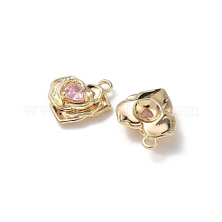 Valentine's Day Brass Micro Pave Cubic Zirconia Charms&nbsp;KK-P355-15G-02