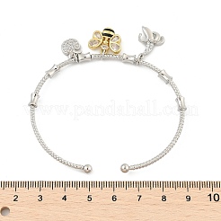 Brass Micro Pave Clear Cubic Zirconia Charm Bangles for Women&nbsp;BJEW-Z089-04G