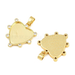 Brass Micro Pave Cubic Zirconia Pendant Cabochon Settings&nbsp;KK-CBA6A75-50B-G
