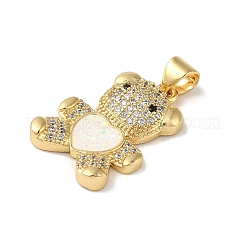 Rack Plating Brass Micro Pave Clear Cubic Zirconia Pendants&nbsp;KK-P268-05A-G01