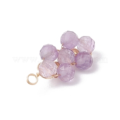 4Pcs 4 Styles Natural Amethyst & Agate & Green Aventurine & Lapis Lazuli Faceted Round Beaded Flower Pendants&nbsp;PALLOY-TA00256