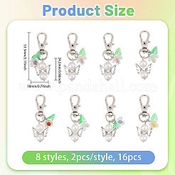 16Pcs 8 Colors Flower Angel ABS Plastic Imitation Pearl & Acrylic Pendant Decorations&nbsp;HJEW-CA00055