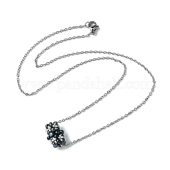 Braided Glass Seed Bead Column Pendant Necklaces&nbsp;NJEW-MZ00037-02