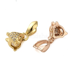 Rack Plating Brass Micro Pave Clear Cubic Zirconia Ice Pick Pinch Bails&nbsp;KK-K340-07