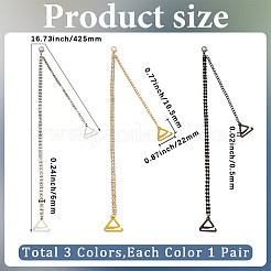 3 Pairs 3 Colors Alloy Rhineetone Link Bra Straps&nbsp;AJEW-CY0001-76
