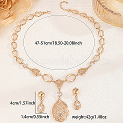 Alloy Rhinestone Teardrop Stud Earrings & Pendant Necklaces Sets&nbsp;WG8A7F2-01