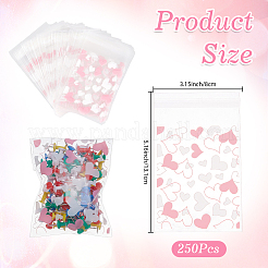 250Pcs Heart Printed Transparent OPP Cellophane Storage Bags&nbsp;OPP-SP0001-08