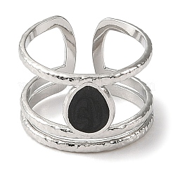 304 Stainless Steel Open Cuff Ring for Women&nbsp;RJEW-F166-15P-02