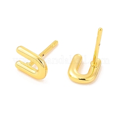 Brass Hollow Out Initial Letter Stud Earrings&nbsp;EJEW-A044-01G-U