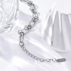 667 Stainless Steel(Grade 201 Equivalent) Paperclip Chain Bracelets for Women&nbsp;BJEW-P347-03P