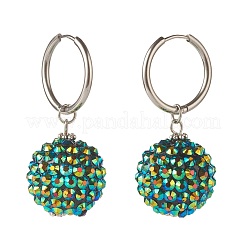 Sparkling Rhinestone Ball Dangle Hoop Earrings&nbsp;EJEW-JE04813