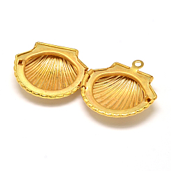Shell Rack Plating Brass Locket Pendants&nbsp;KK-N0096-01G-LF