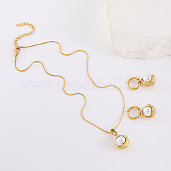 Round 304 Stainless Steel Hoop Earrings & Pendant Necklaces Sets&nbsp;LS-BA0811-3