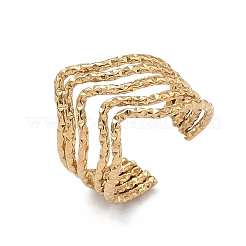304 Stainless Steel Multi Layer Cuff Open Rings for Women&nbsp;RJEW-A095-04G