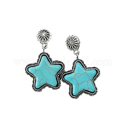 Alloy Synthetic Turquoise Dangle Stud Earrings&nbsp;FS-WG18094-01