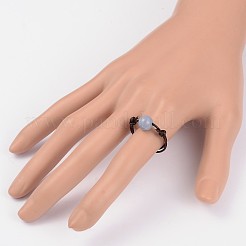 Adjustable Natural Aquamarine Finger Rings&nbsp;RJEW-JR00143-02