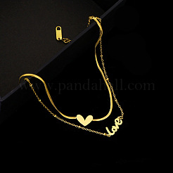 Love Heart 304 Stainless Steel Double Layer Anklets for Women&nbsp;FS-WG96390-01