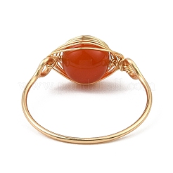 Natural Mixed Gemstone Braided Bead Finger Ring&nbsp;RJEW-JR00588-02
