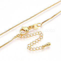Brass Box Chain Necklaces for Women&nbsp;NJEW-G084-12G