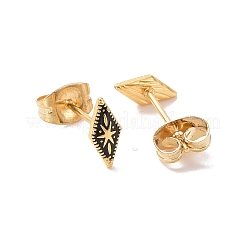 Enamel Rhombus with Star Stud Earrings with 316L Surgical Stainless Steel Pins&nbsp;X-EJEW-P204-02G-06