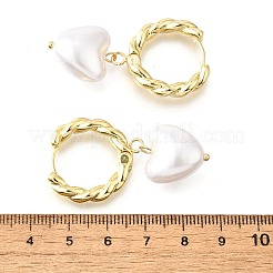 Brass ABS Plastic Pearl Hoop Earrings for Women&nbsp;EJEW-G430-05G
