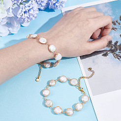 2Pcs Natural Keshi Pearl Link Bracelets for Women&nbsp;BJEW-UN00016