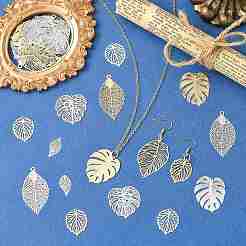 20Pcs 5 Styles Rack Plating Brass Filigree Pendants&nbsp;KKC-FS0001-05KCG