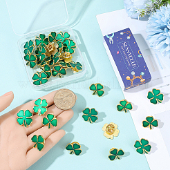 30Pcs 2 Styles Clover Enamel Pins&nbsp;JEWB-SC0001-86