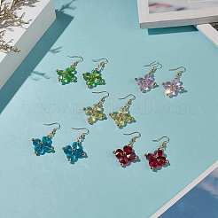 Bling Glass Clover Dangle Earrings&nbsp;EJEW-JE05196