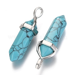 Dyed Synthetic Turquoise Pointed Pendants&nbsp;G-F295-03A